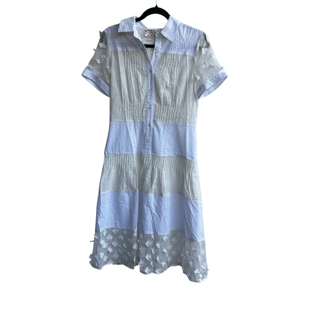 Dear Drew by Drew Barrymore Embroidered Tiered Midi Dress Shirt Dress Women's